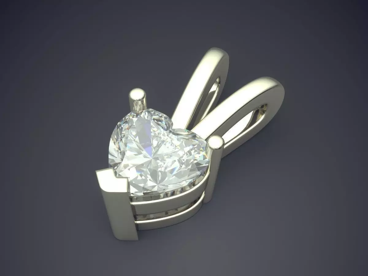 Pendant With Heart Shape Diamond 3D print model_1