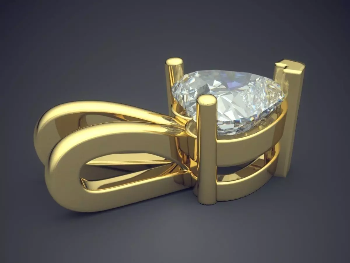 Pendant With Heart Shape Diamond 3D print model_3