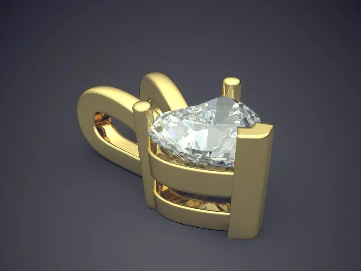 Pendant With Heart Shape Diamond 3D print model_0