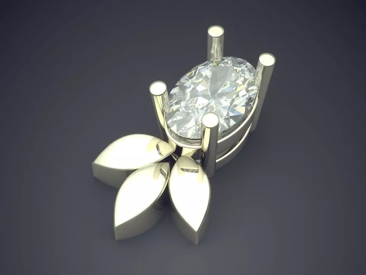 Pendant With Diamond 3D print model_1