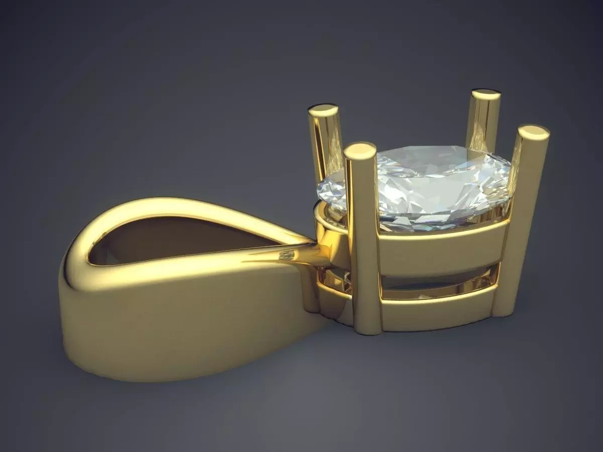 Pendant With Diamond 3D print model_3