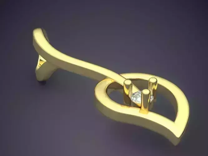 Pendant gold with diamond 3D print model