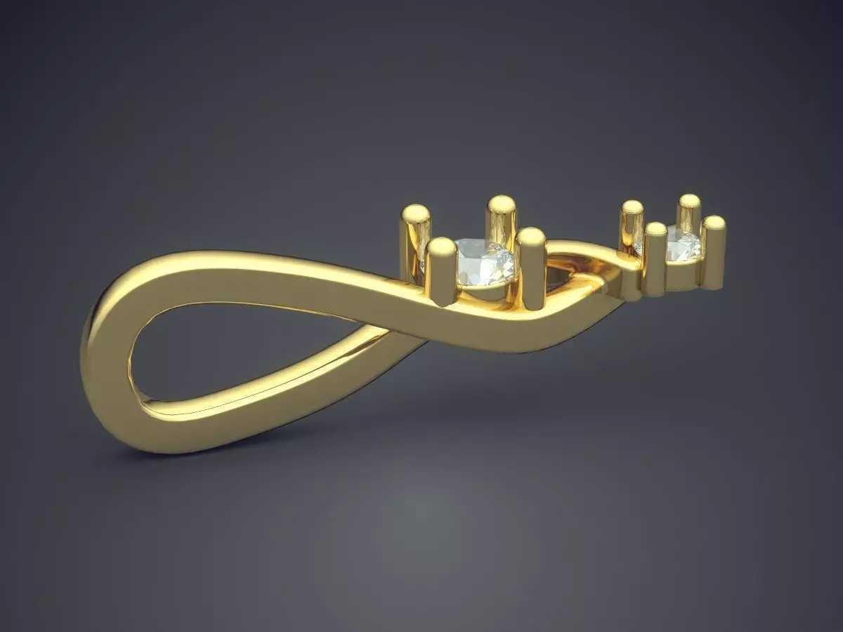 Pendant gold with diamonds 3D print model_3