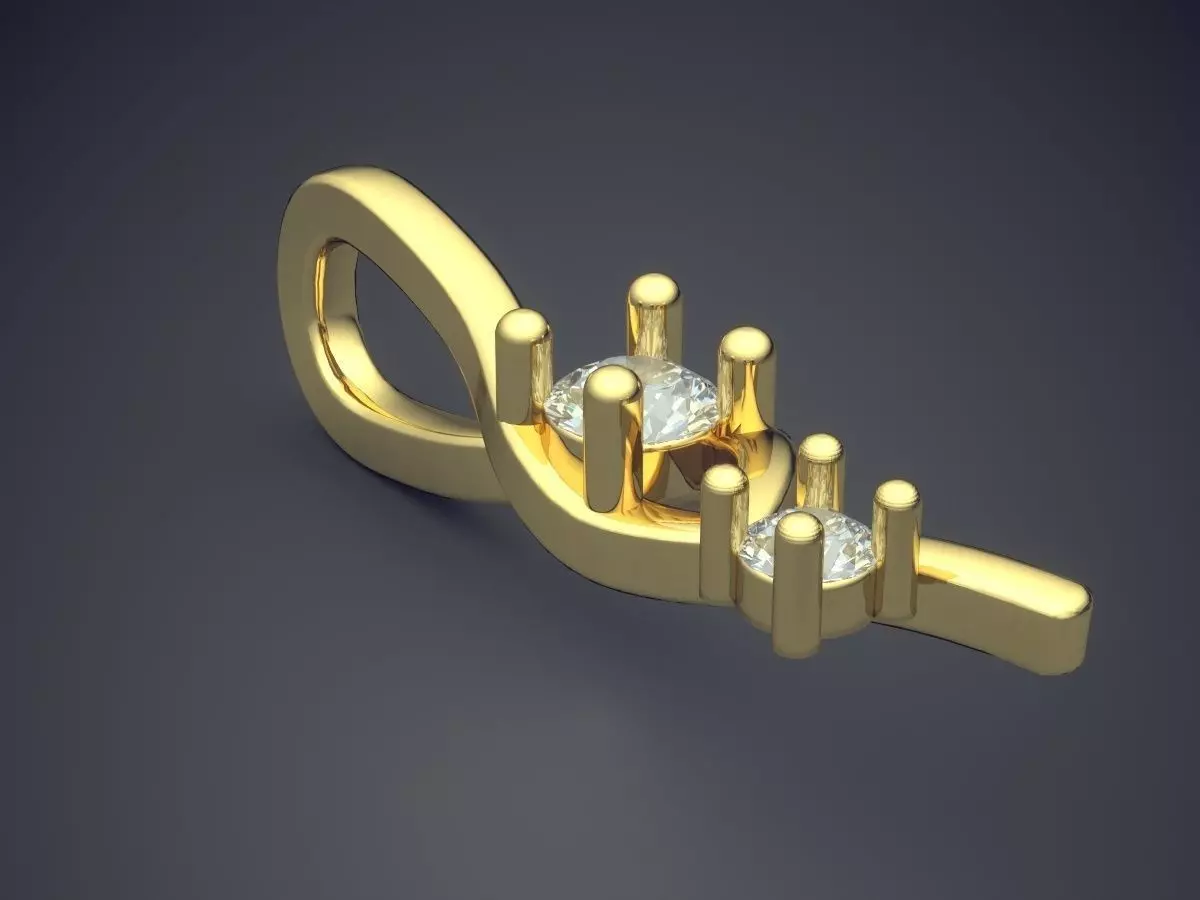 Pendant gold with diamonds 3D print model_0