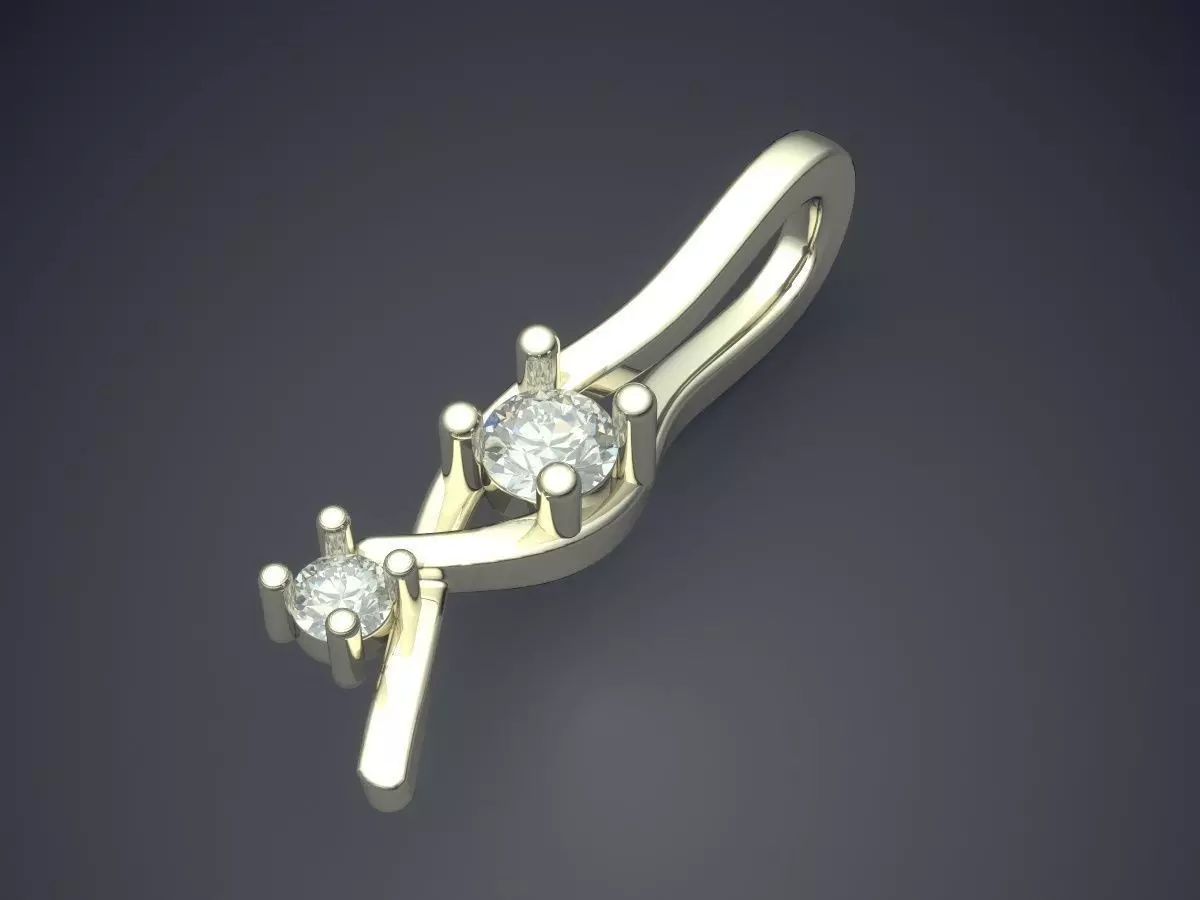 Pendant gold with diamonds 3D print model_1