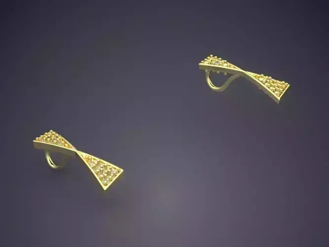 Pendants pair of gold earrings with diamonds 3D print model