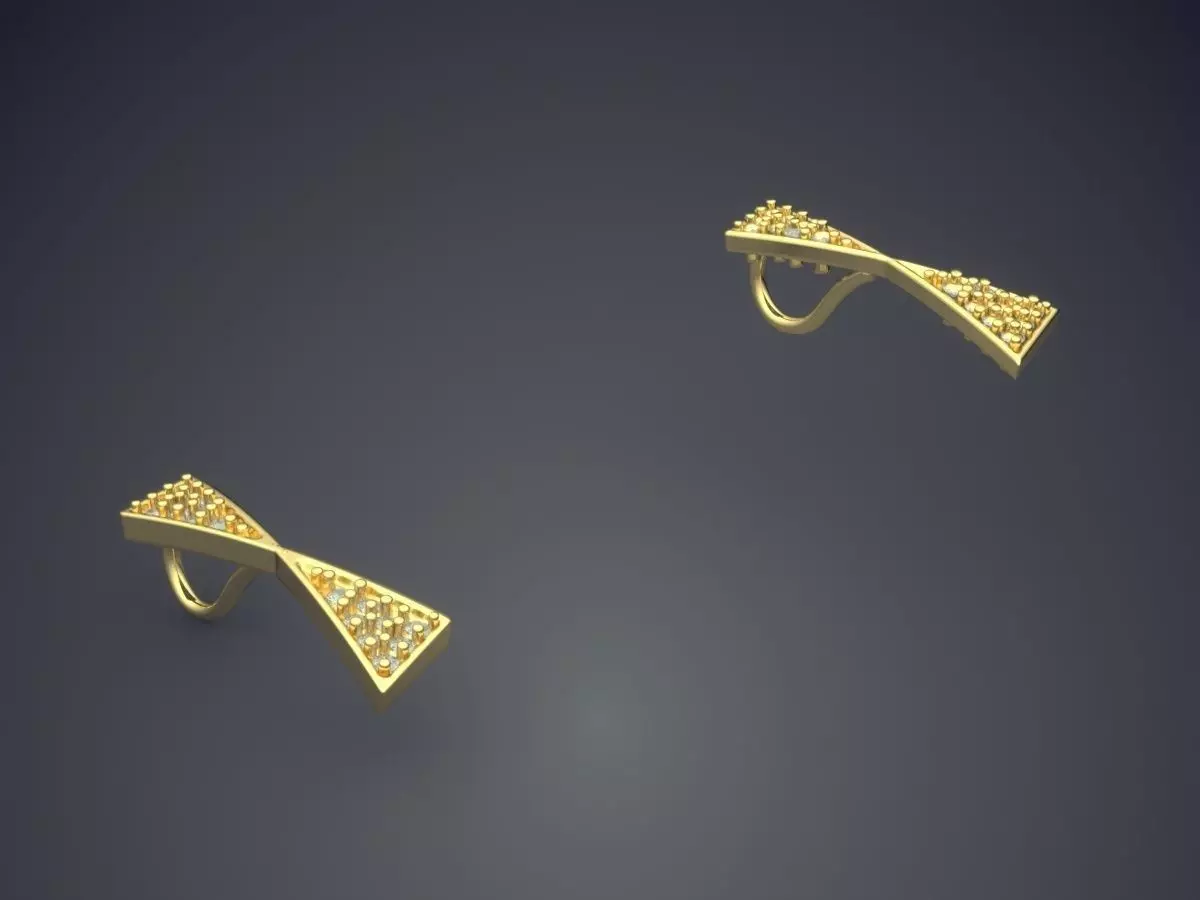 Pendants pair of gold earrings with diamonds 3D print model_0