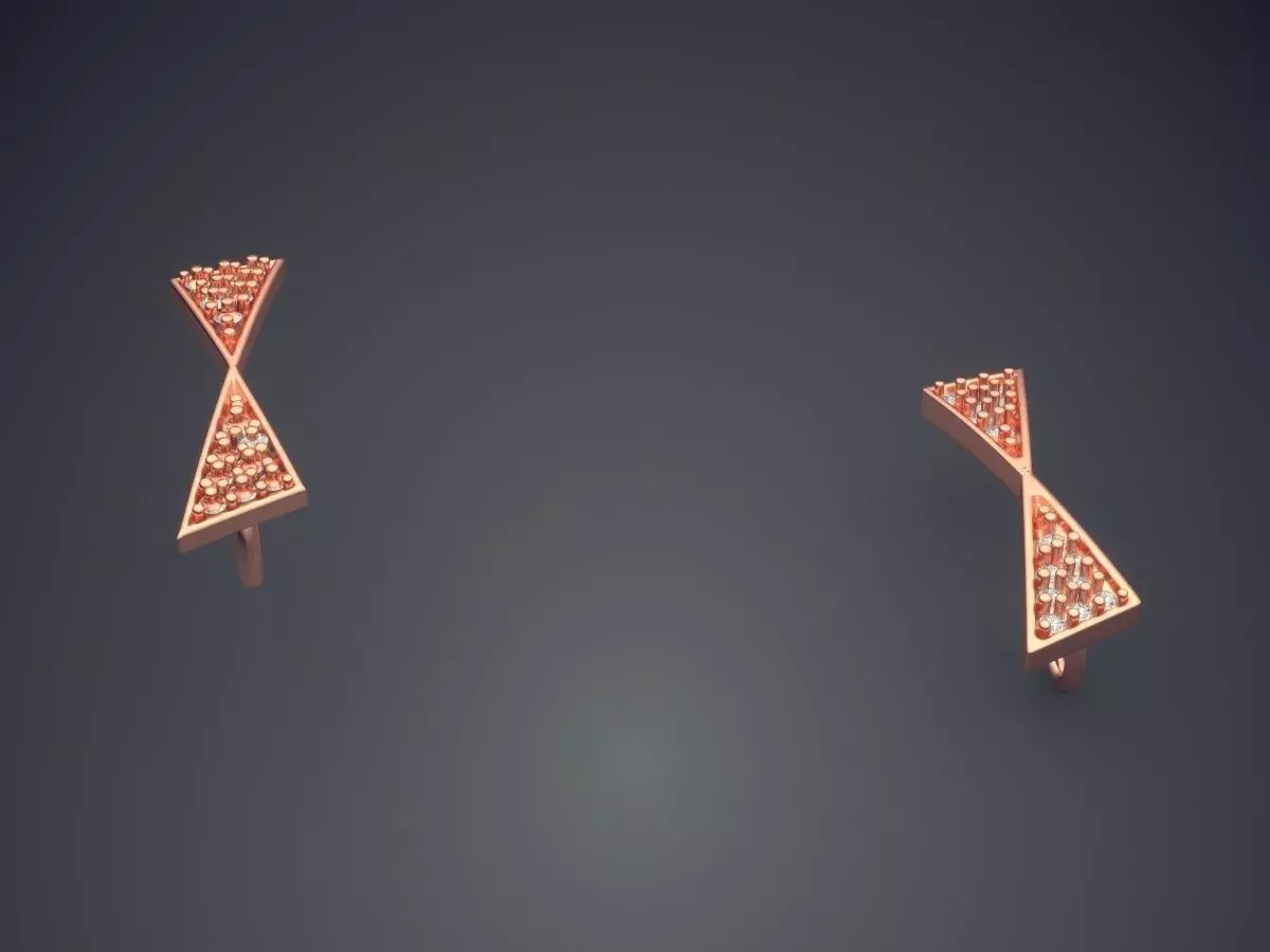 Pendants pair of gold earrings with diamonds 3D print model_2