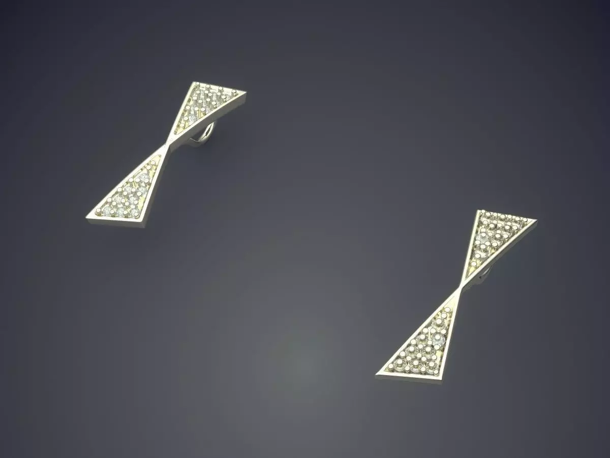 Pendants pair of gold earrings with diamonds 3D print model_1