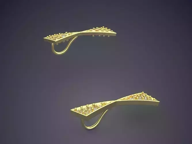 Pendants pair of gold earrings with diamonds