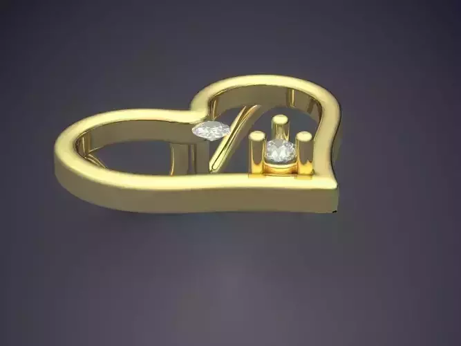 Heart Shape Pendant With Small Diamonds 3D print model