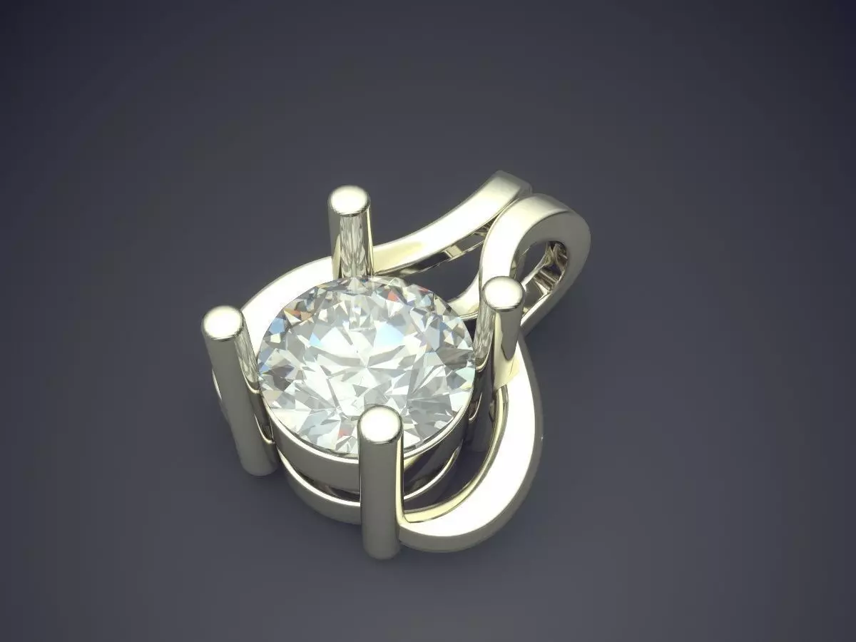 Pendant With Big Diamond 3D print model_1