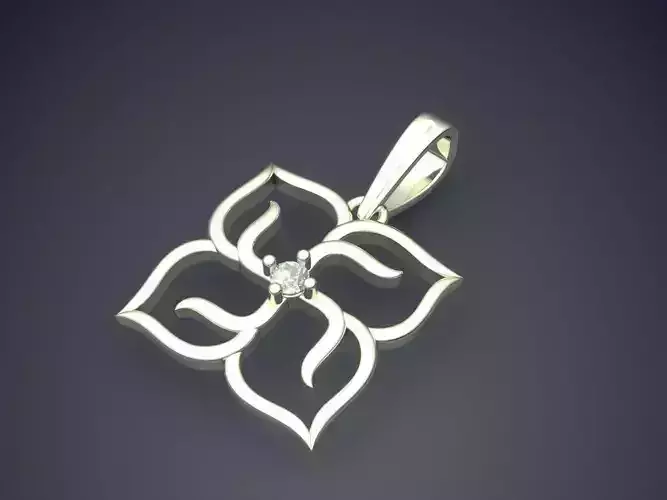 Flower Shape Pendant With Diamond