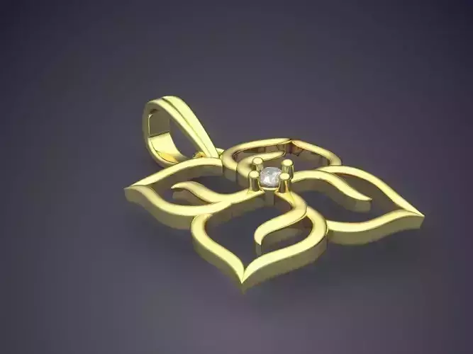 Flower Shape Pendant With Diamond 3D print model