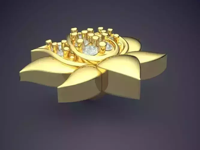 Flower Shape Pendant With Diamonds