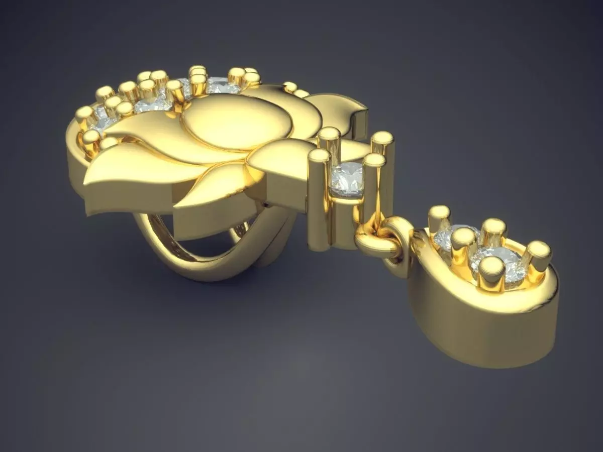 Flower Motif Pendant With Diamond 3D print model_0