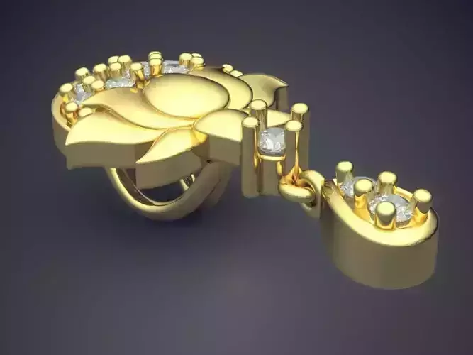 Flower Motif Pendant With Diamond