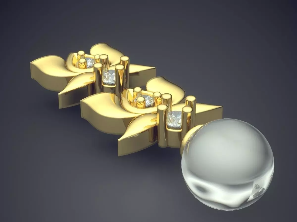 Flower Shape Pendant With Pearl 3D print model_0