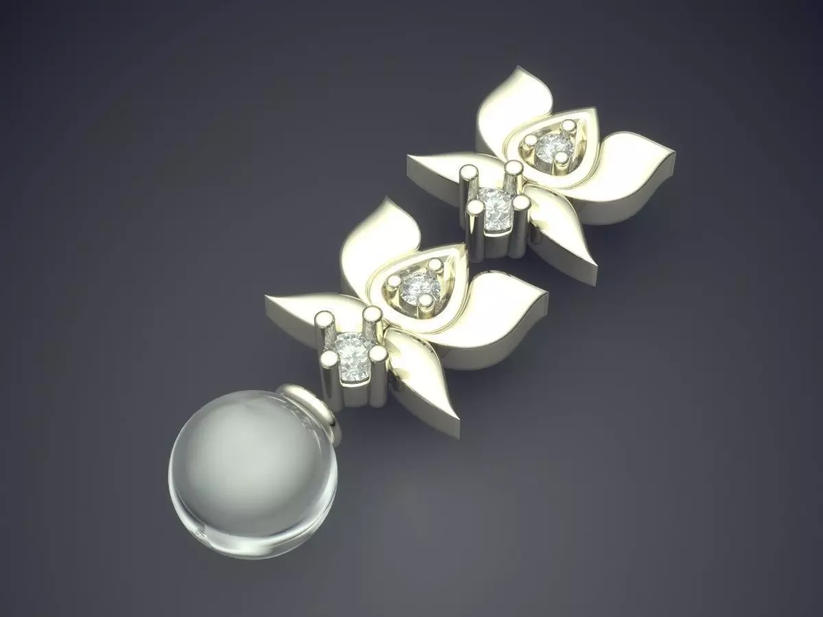 Flower Shape Pendant With Pearl 3D print model_1