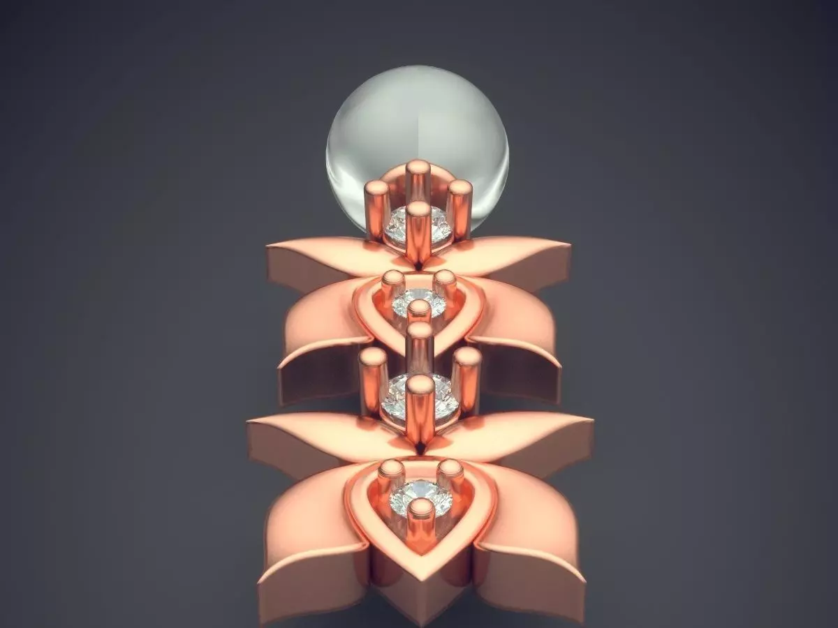 Flower Shape Pendant With Pearl 3D print model_2