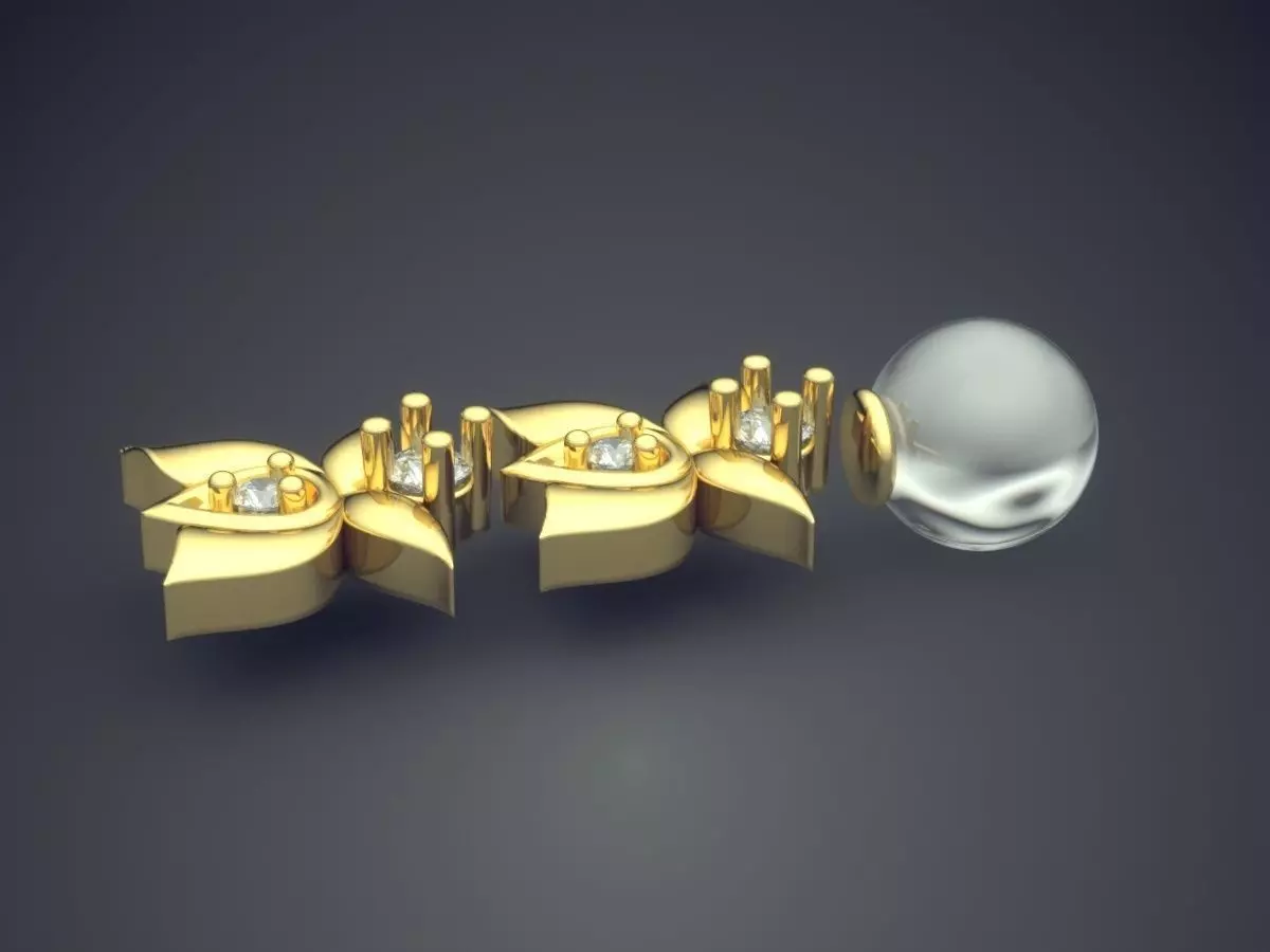 Flower Shape Pendant With Pearl 3D print model_3