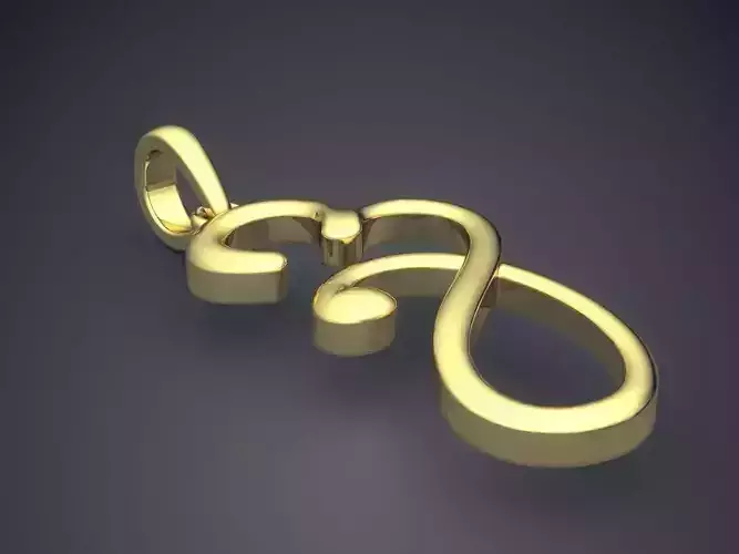 Pendant gold with letter e 3D print model