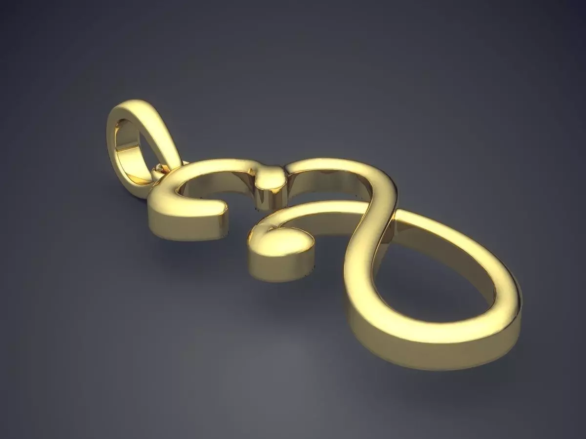 Pendant gold with letter e 3D print model_0