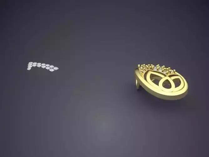 Drop Shape Pendant With Attachable Diamonds 3D print model