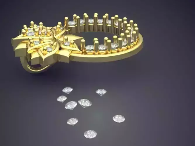 Flower Shape Pendant With Diamonds 