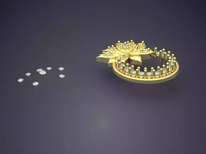 Flower Shape Pendant With Diamonds 