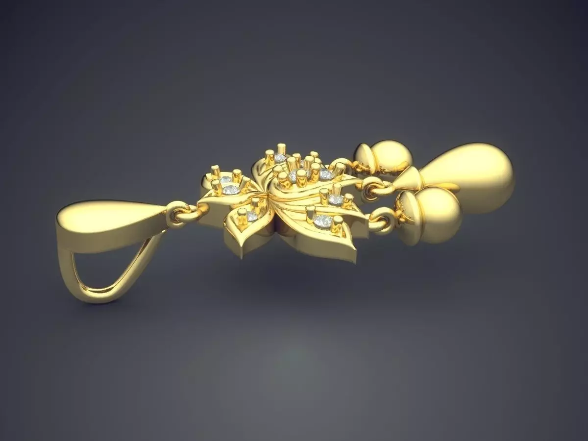 Flower Shape Pendant With Diamonds 3D print model_3