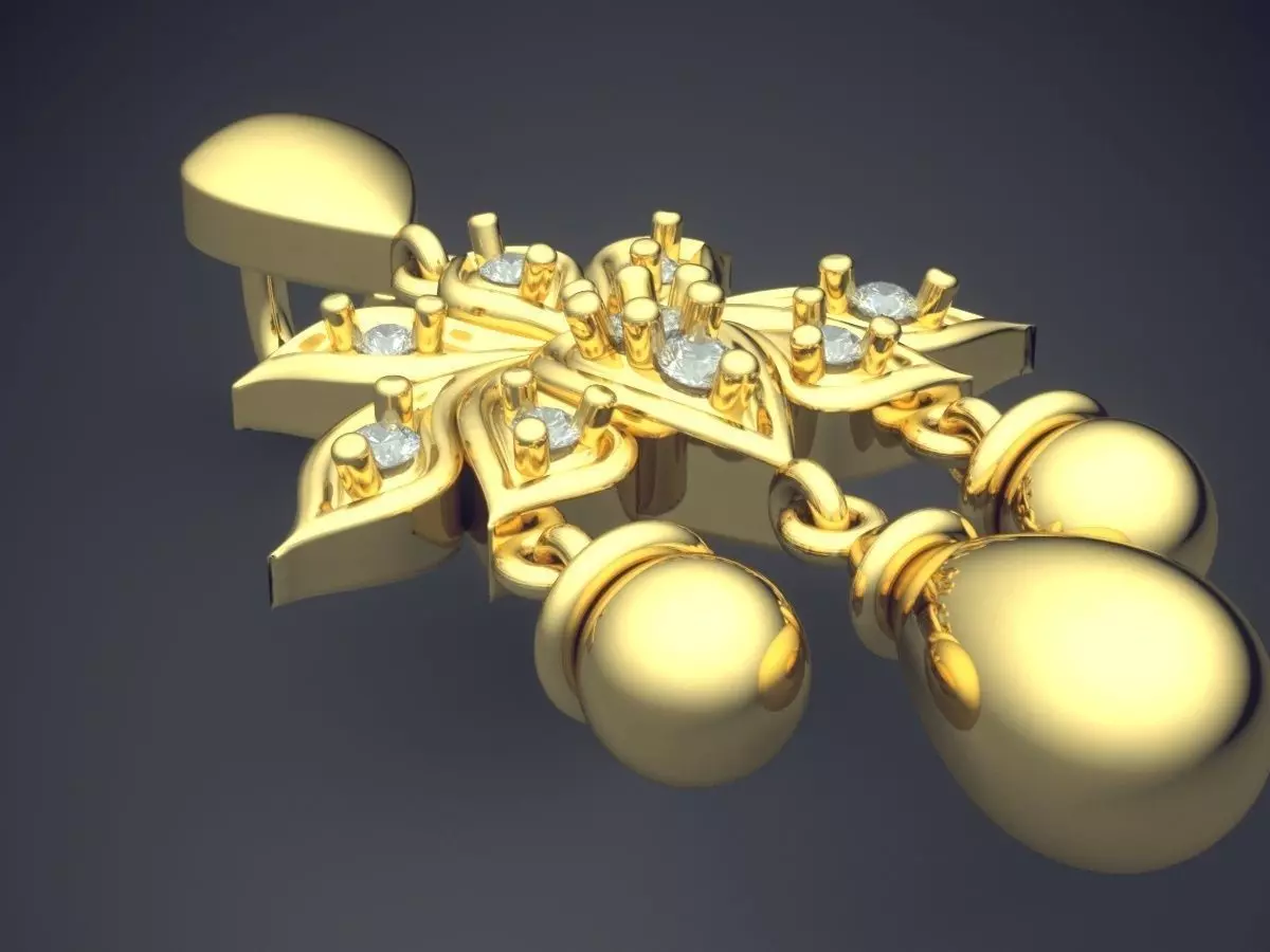 Flower Shape Pendant With Diamonds 3D print model_0