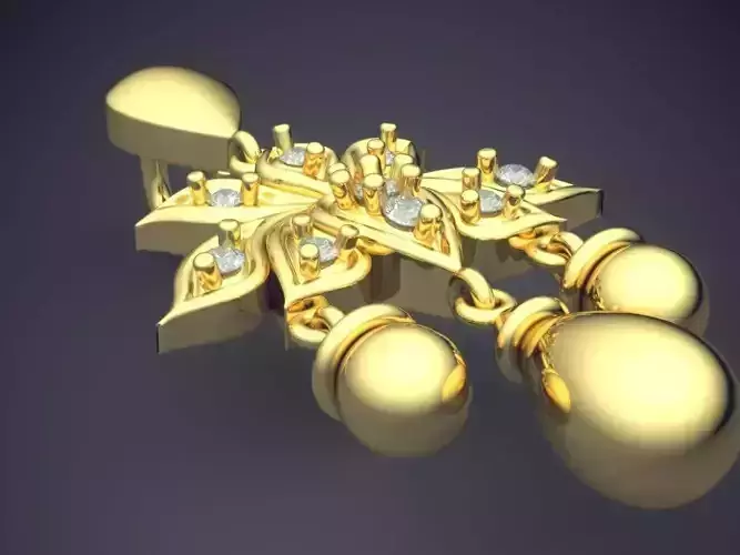 Flower Shape Pendant With Diamonds 3D print model