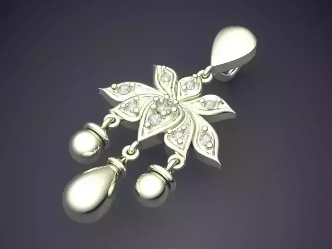 Flower Shape Pendant With Diamonds