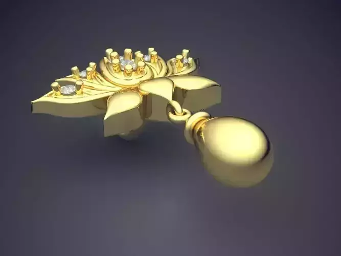 Flower Shape Pendant With Diamonds 3D print model