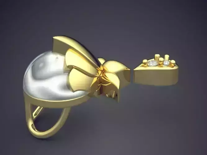 Flower Shape Pendant With Pearl And Diamonds