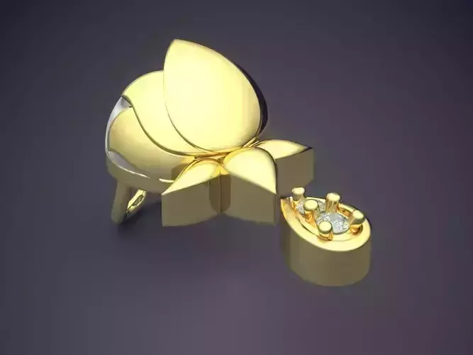 Flower Shape Pendant With Pearl And Diamonds