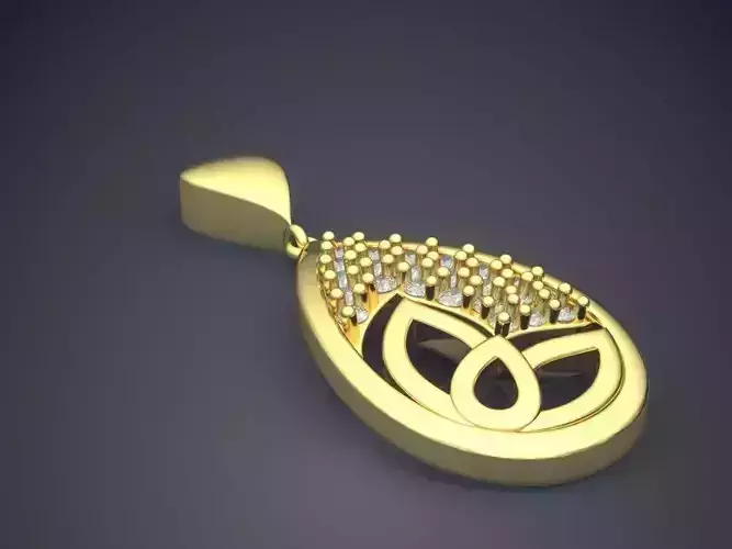 Drop Shape Pendant With Diamonds