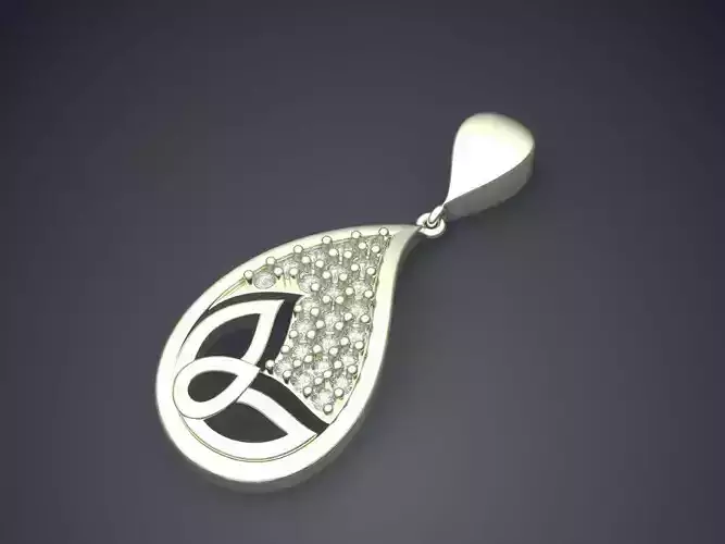 Drop Shape Pendant With Diamonds