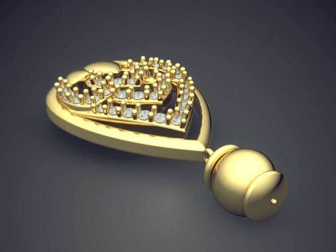 Drop Shape Pendant With Diamonds  3D print model