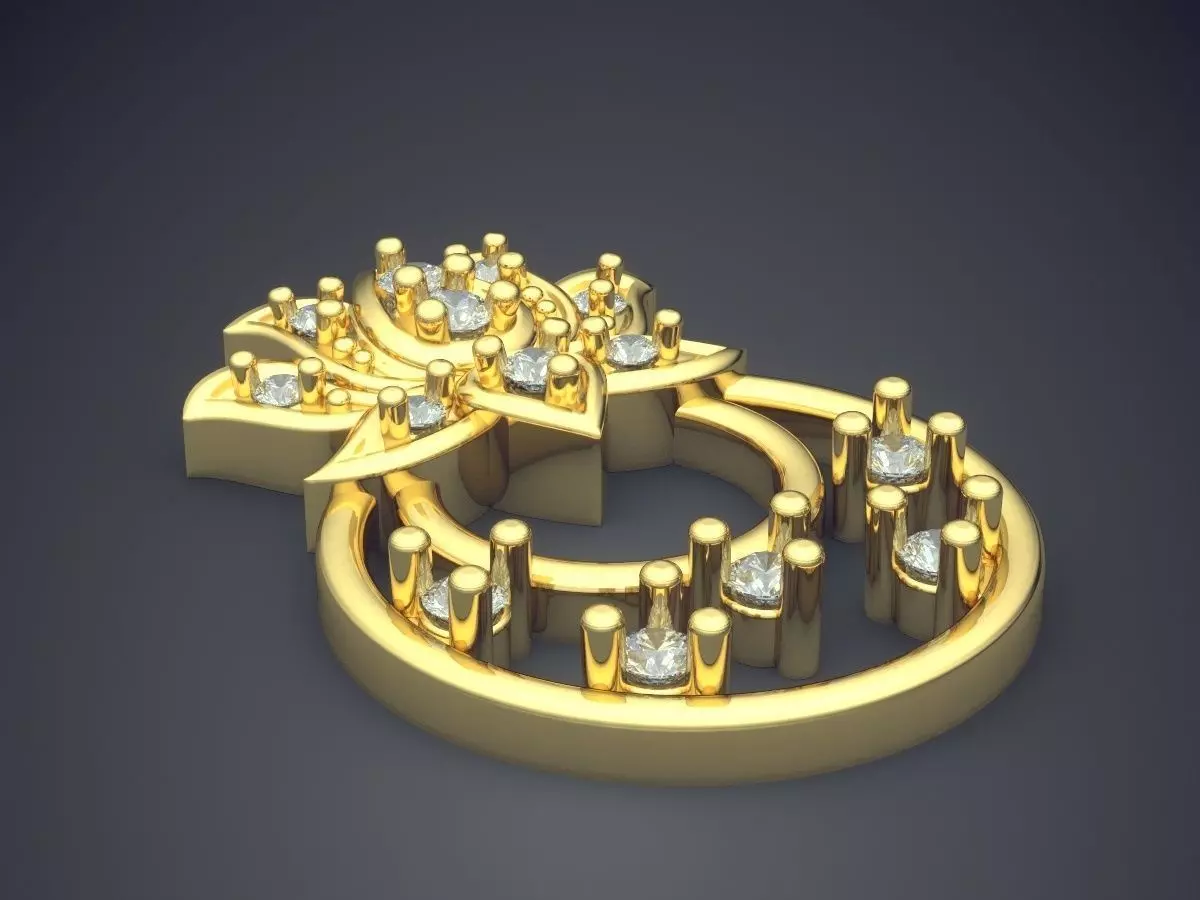 Flower Shape Pendant With Diamonds 3D print model_0