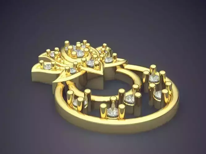 Flower Shape Pendant With Diamonds 3D print model