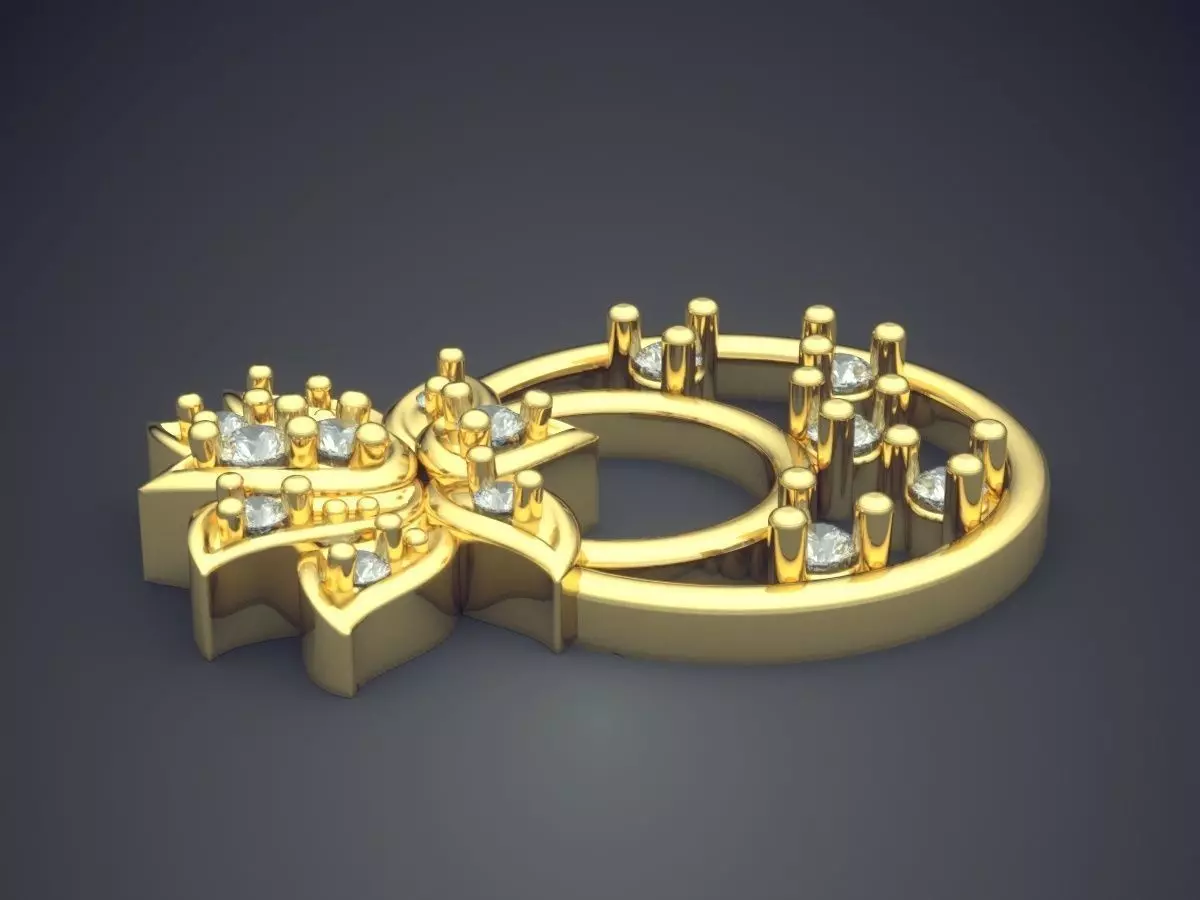 Flower Shape Pendant With Diamonds 3D print model_3