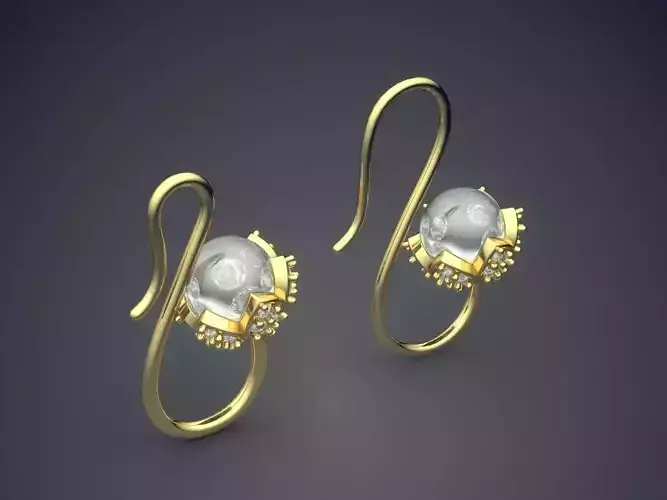 Earrings With Pearl 3D print model