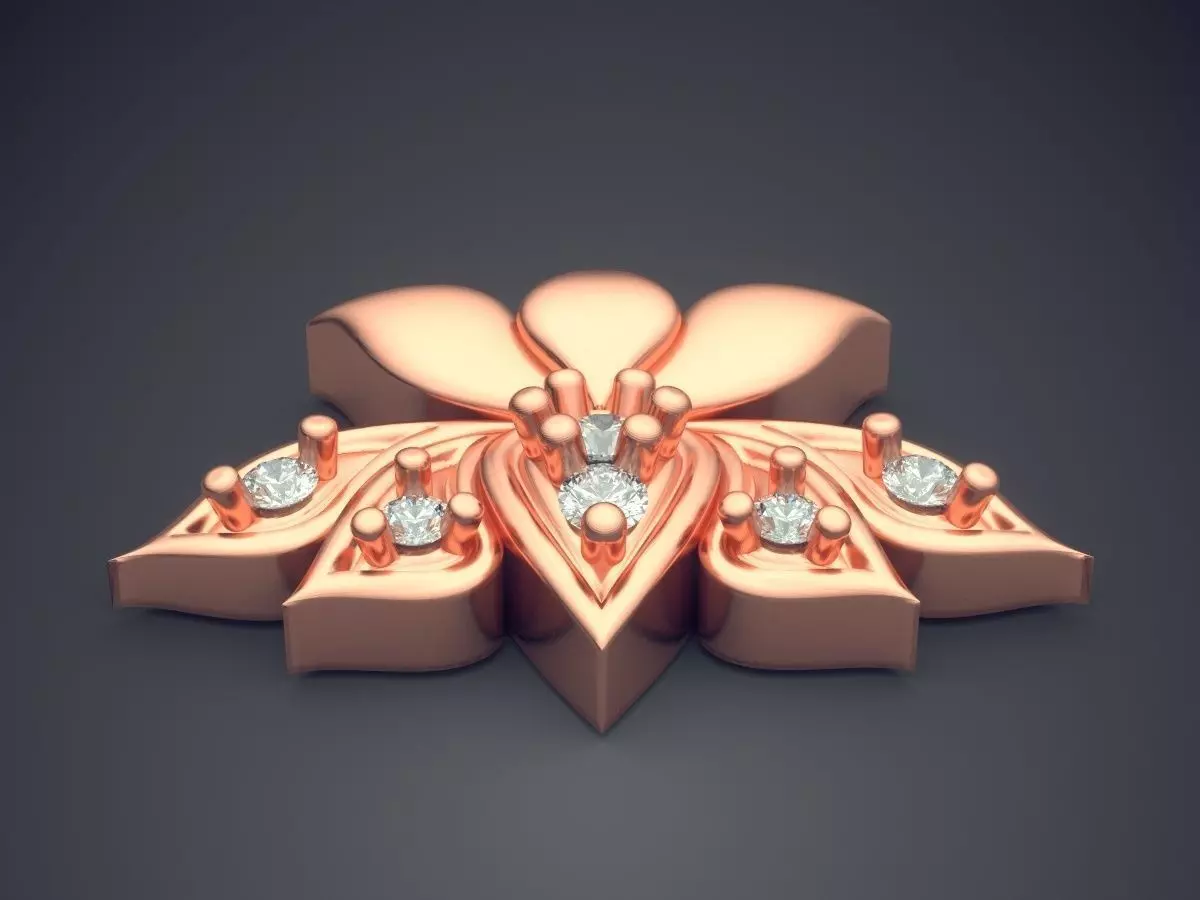 Flower Shape Pendant With Diamonds 3D print model_2