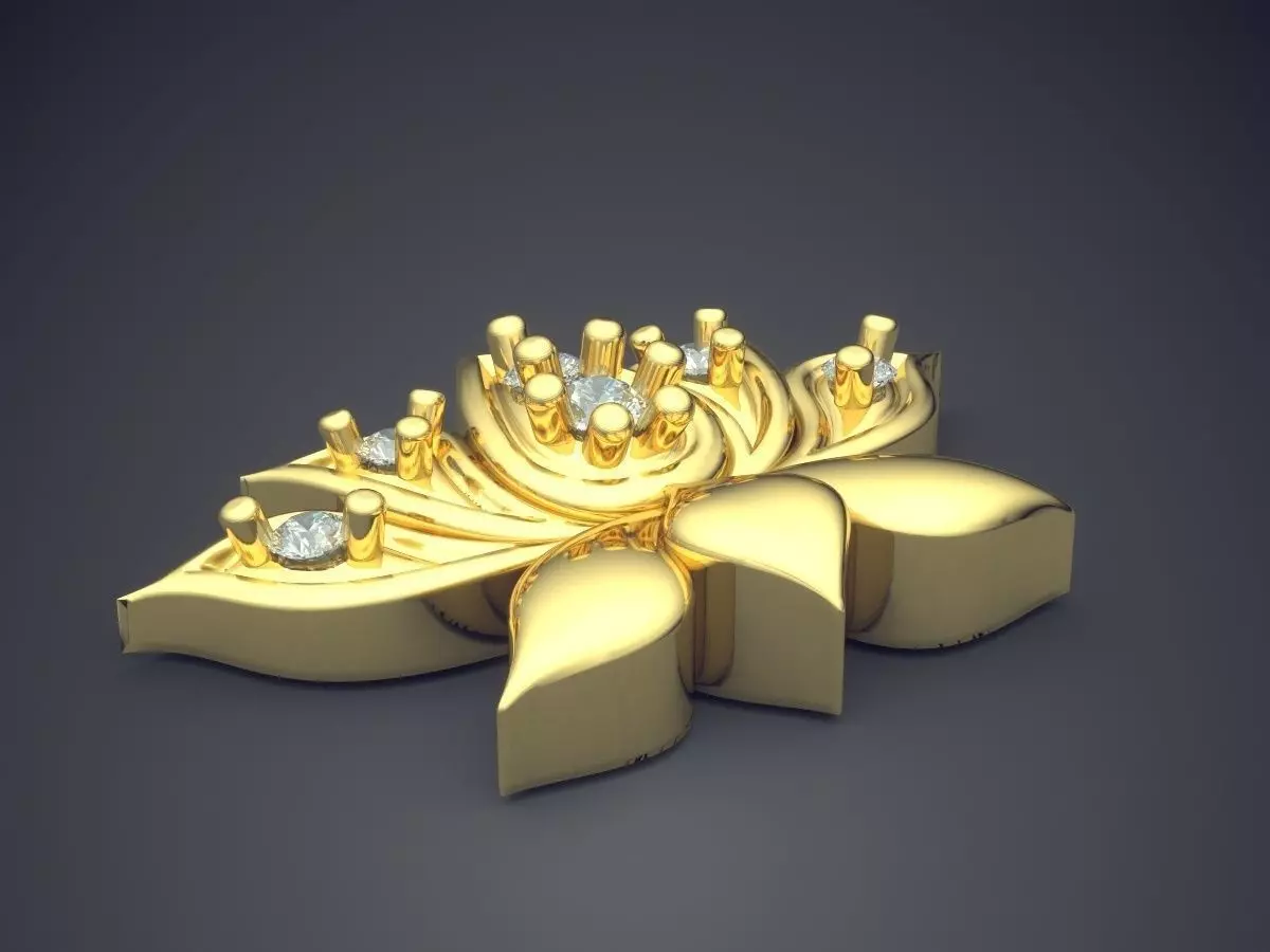 Flower Shape Pendant With Diamonds 3D print model_0