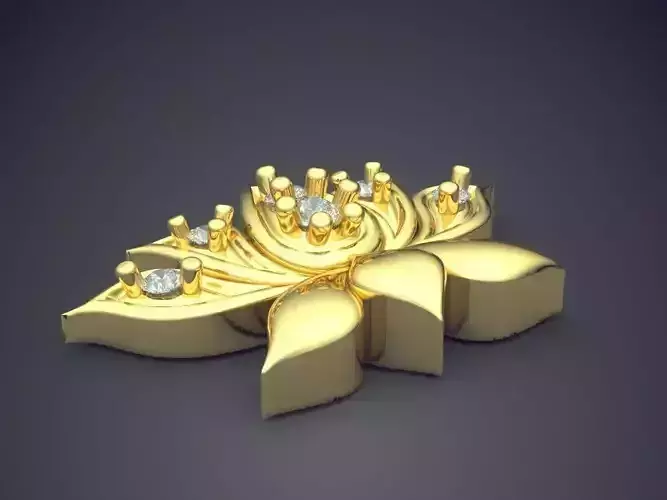 Flower Shape Pendant With Diamonds