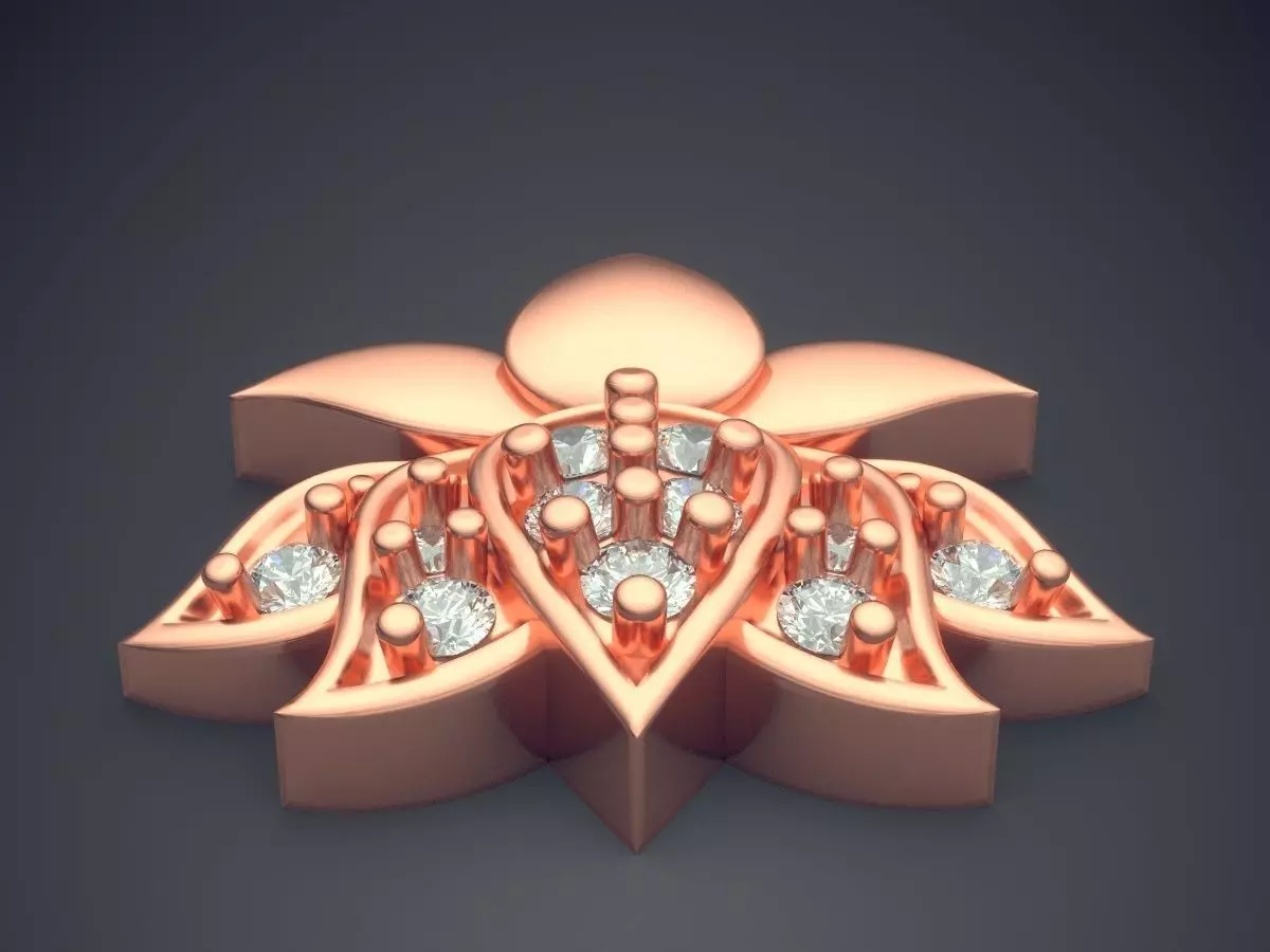 Flower Shape Pendant With Diamonds 3D print model_2