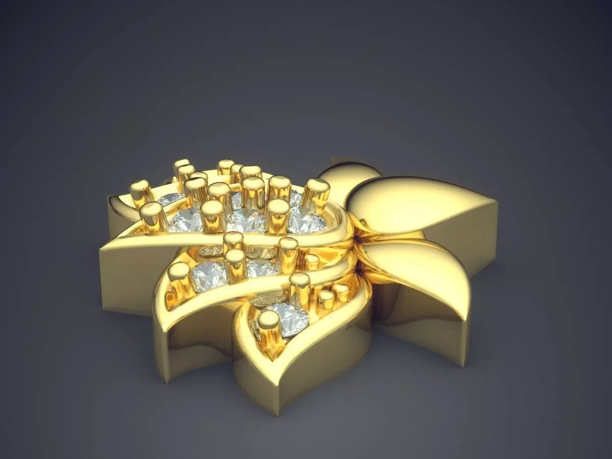 Flower Shape Pendant With Diamonds 3D print model_3