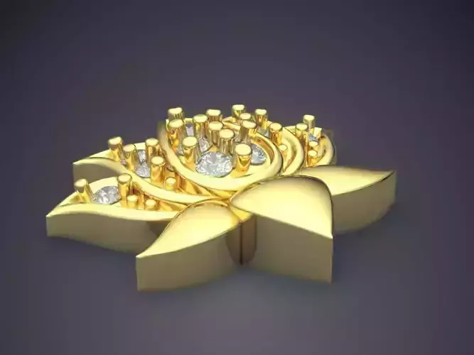 Flower Shape Pendant With Diamonds 3D print model